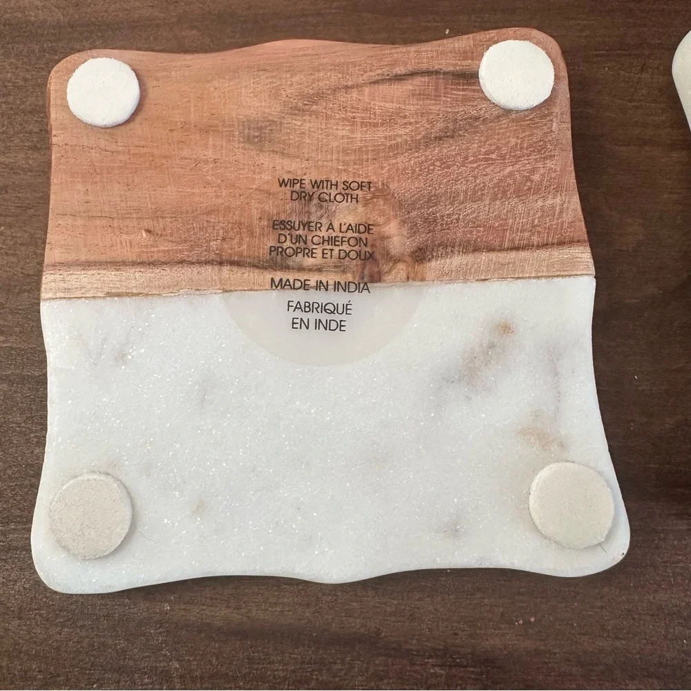 Set of 4 Marble and Wood Coasters